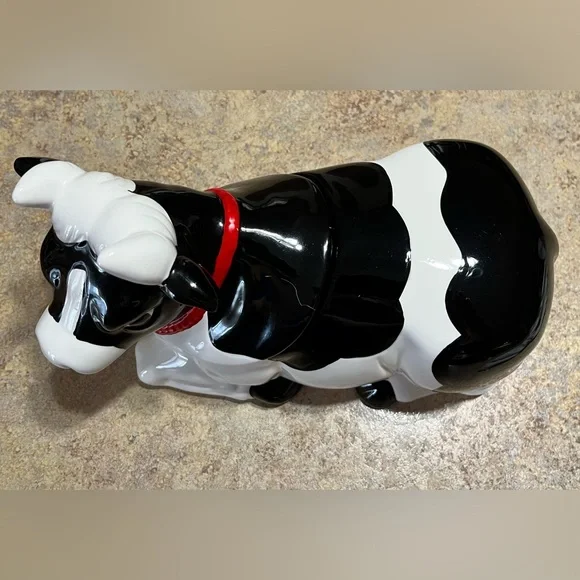 Vintage AMC NY Ceramic Black & White Cow 11 x 6” Cookie Jar Country Farmhouse - Picture 6 of 8